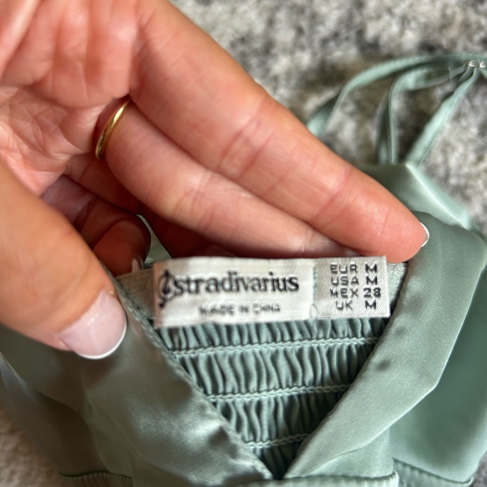 Stradivarius Light Green Satin Top - Picture 2 of 5